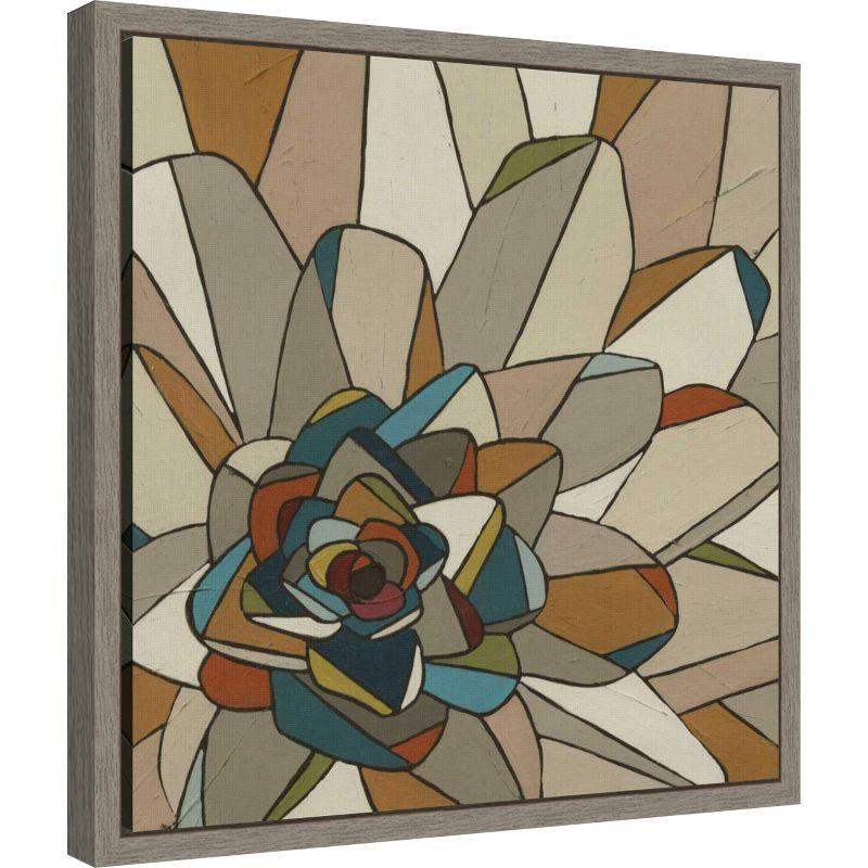 Amanti Art Stained Glass Floral II by June Erica Vess Canvas Wall Art Print Framed 16 x 16-in.