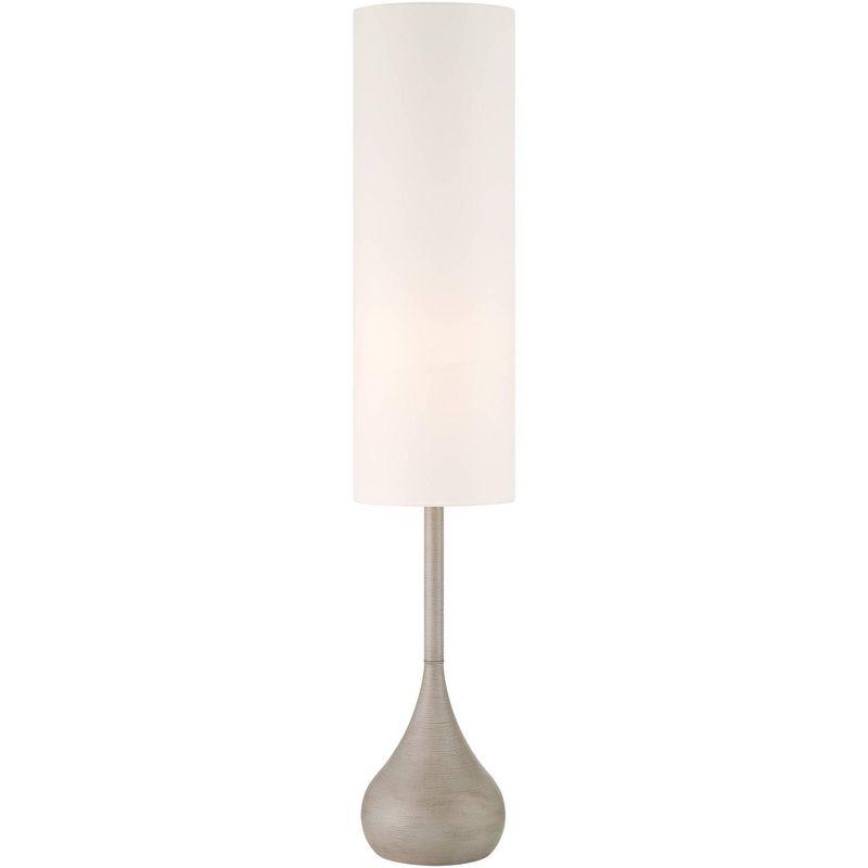 Natural Gray Metal Mid Century Modern Floor Lamp with White Cotton Shade