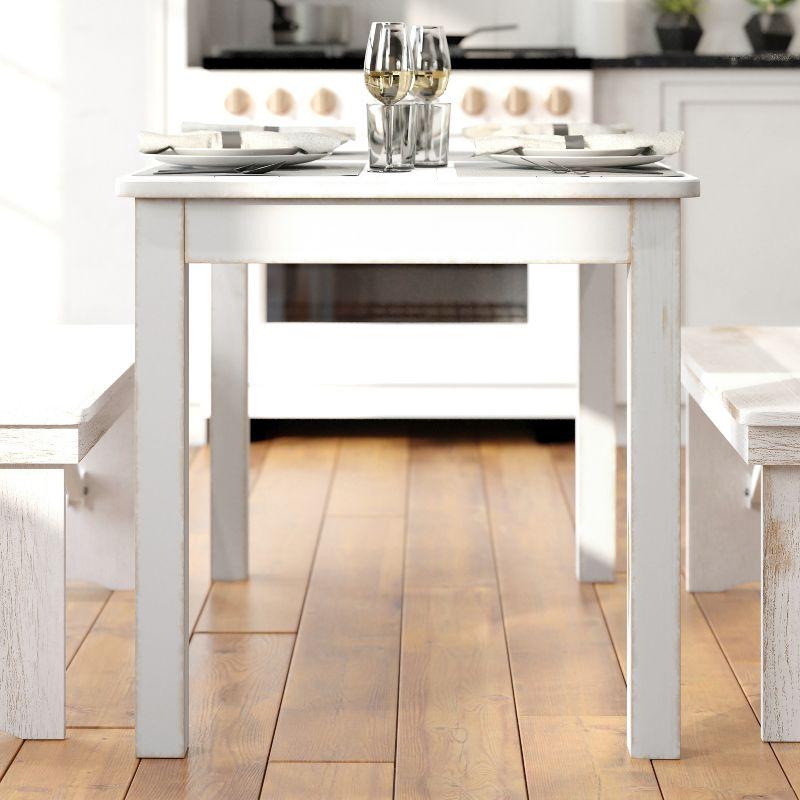 Flash Furniture HERCULES Series 46" x 30" Rectangular Antique Rustic White Solid Pine Farm Dining Table