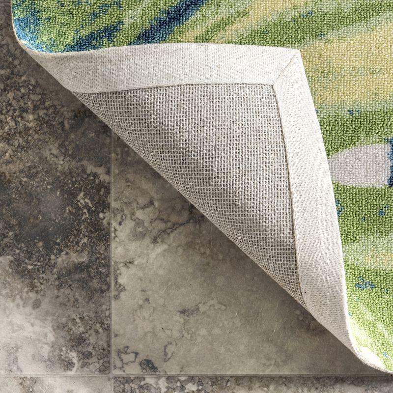 Nuloom Lisa Floral & Paisley 6 Square Indoor/Outdoor Area Rug for Living Room Patio Deck Front Porch Kitchen, Green Multicolor/Ivory