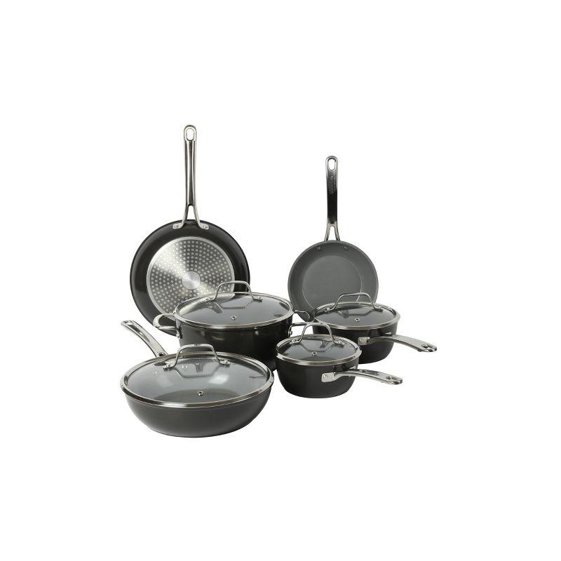 10-Piece Black Nonstick Aluminum Cookware Set with Glass Lids