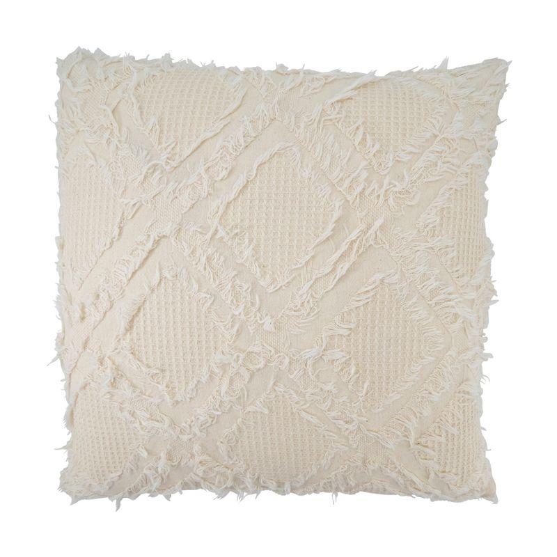 Saro Ivoryline Collection Appliqued Cotton Reversible Throw Pillow
