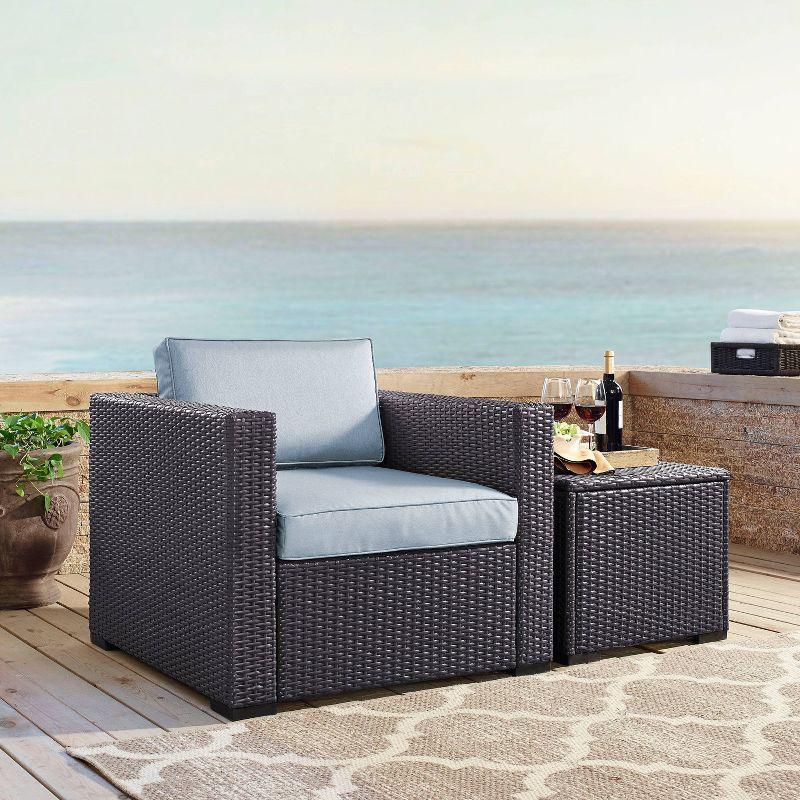 Biscayne Outdoor Wicker Armchair with Mist Cushions