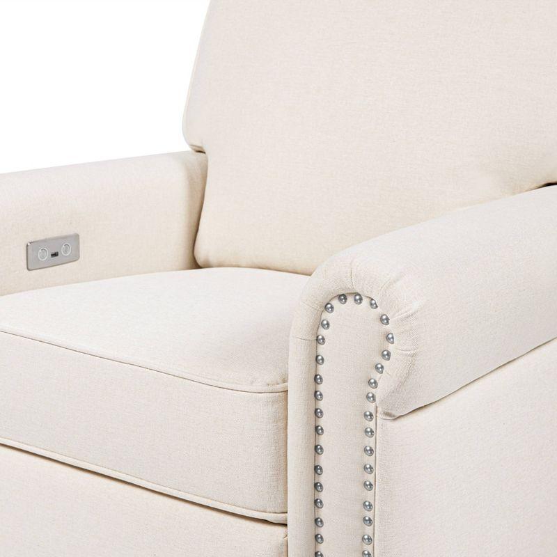 Cream Eco-Weave Swivel Recliner with USB Port