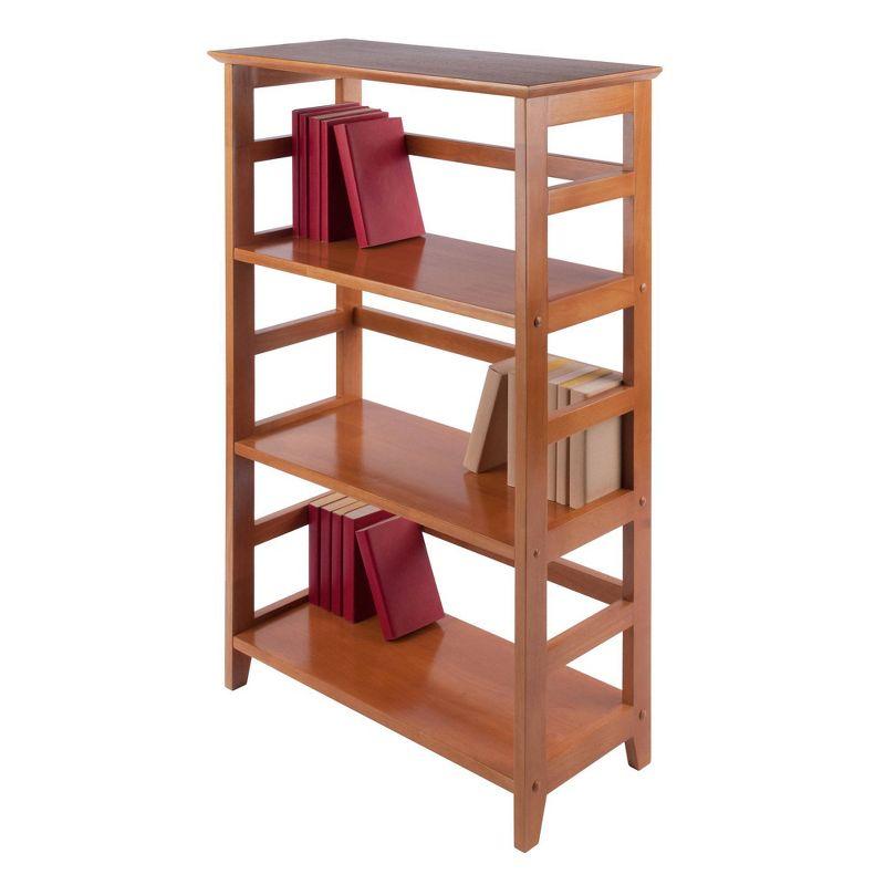 Winsome 42" Studio Bookshelf 3 Tier Honey Brown: Wood Composite, Metal Hardware, Fixed Shelves