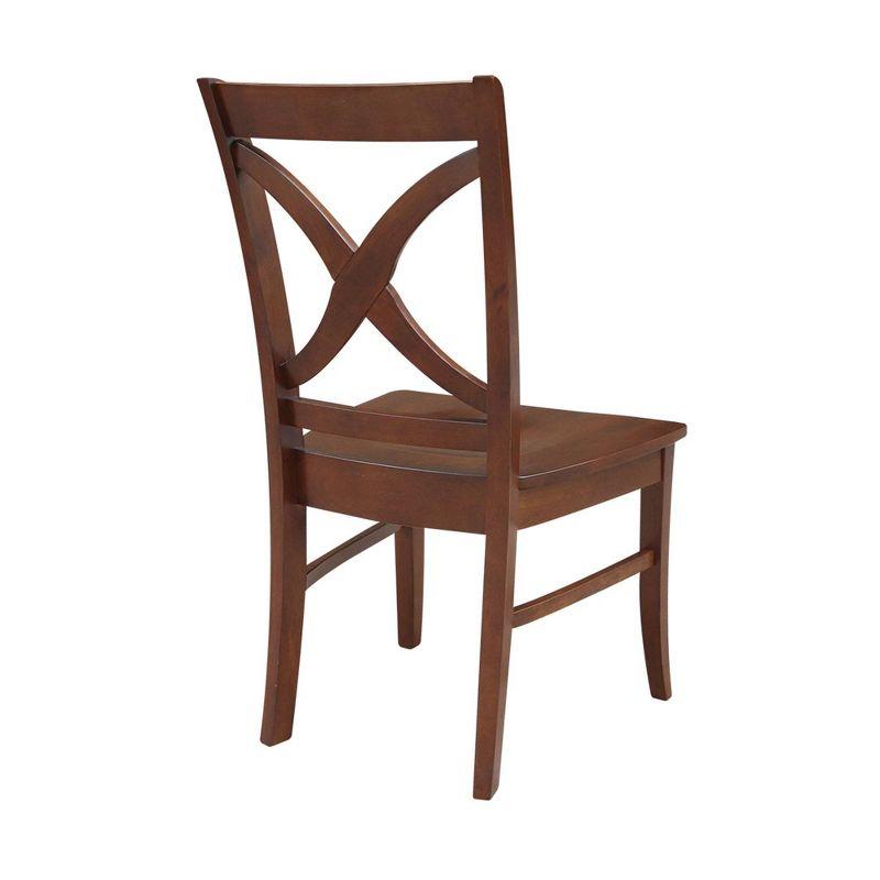 Set of 2 Vineyard Curved X-Back Chairs Espresso - International Concepts: Hardwood Frame, 250lb Capacity