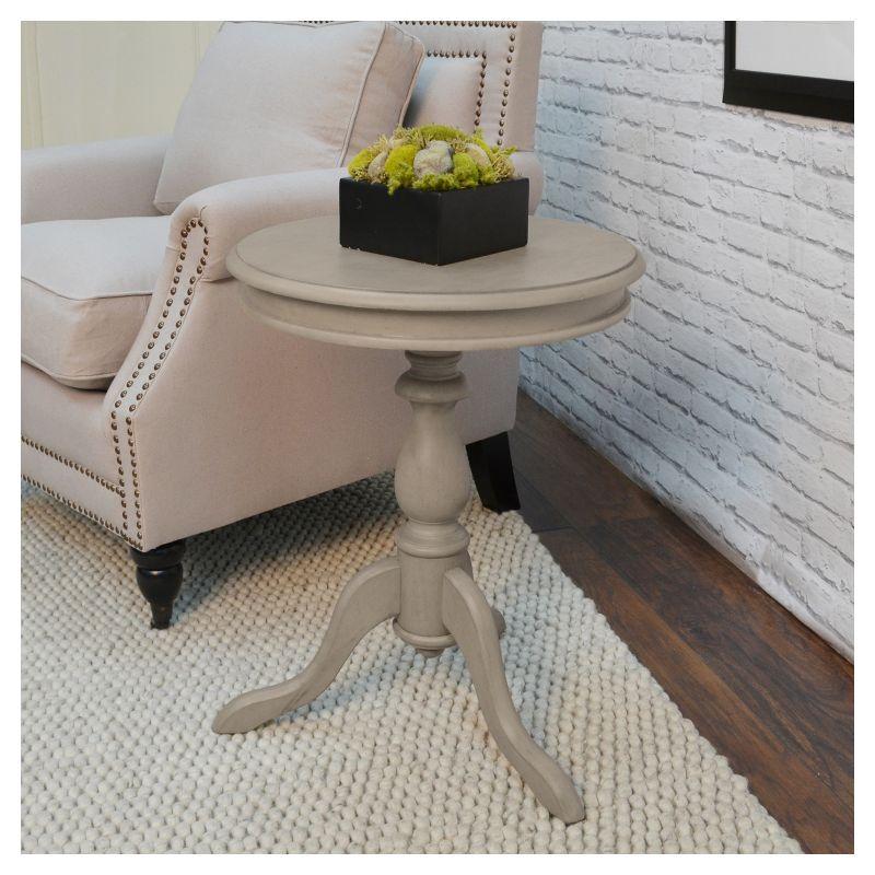 Carolina Living Paloma Accent Table - Weathered Gray and Table: Solid Wood, Round Pedestal Base, 25.25" Height