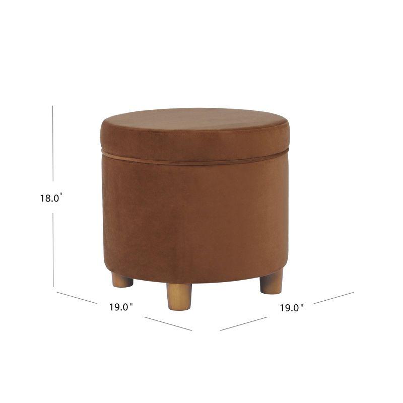 HomePop Round Storage Ottoman Spice: Upholstered Footstool with Hardwood Frame, 250lb Capacity