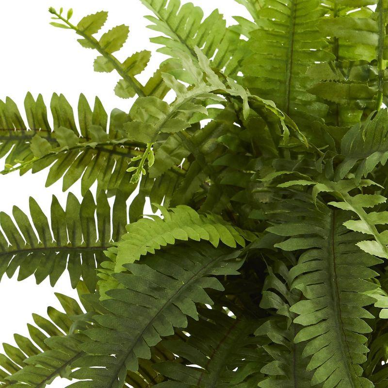 Nearly Natural 20" x 14" Artificial Boston Fern Plant in Decorative Planter Brown - Indoor Faux Foliage Display