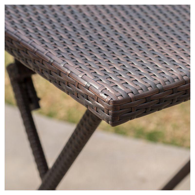 Margarita Square Wicker Bar Table Brown - Christopher Knight Home: Weather-Resistant, Iron Frame Patio Dining