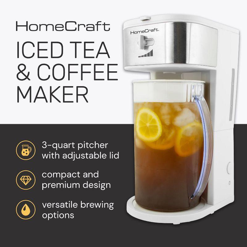 HomeCraft 3-Quart White Stainless Steel Café' Ice Iced Coffee and Tea Brewing System