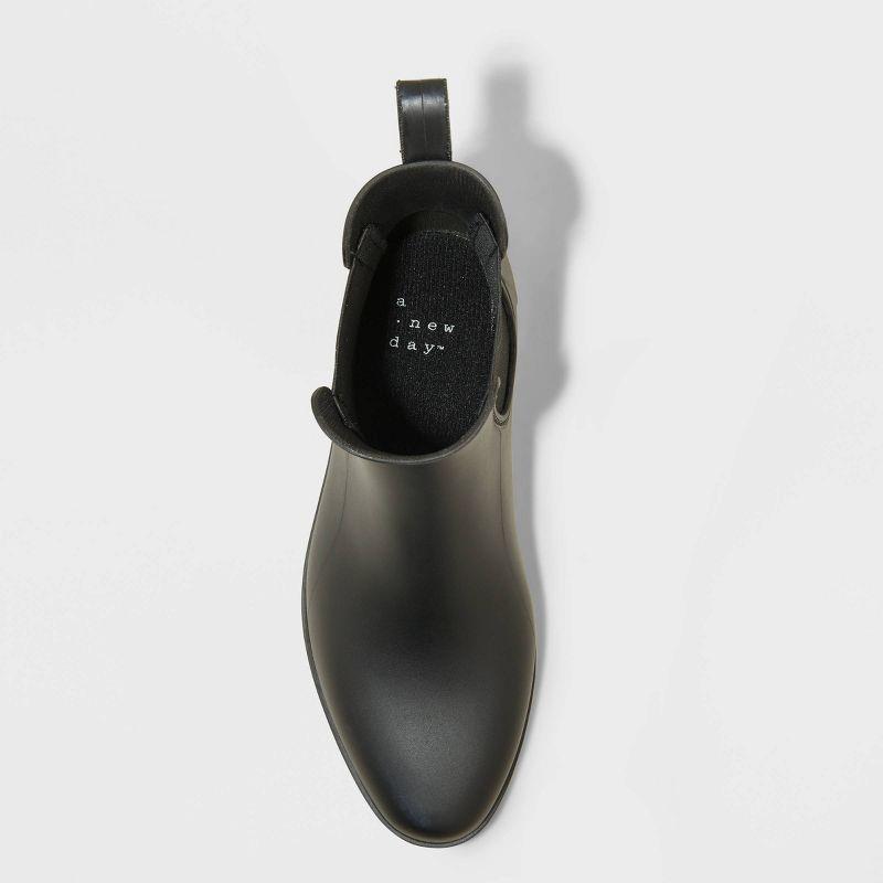 Women's Chelsea Rain Boots - A New Day™ Black 8: Waterproof Ankle Boots, Pull-On Style, Textured Outsole, Block Heel