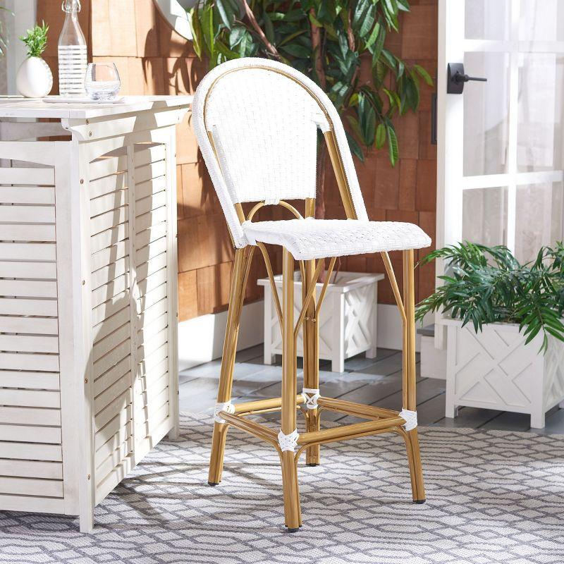 Ford White Wicker and Faux Bamboo Bistro Bar Stool