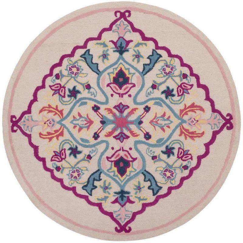 Bohemian Bliss Blue Wool 5' Round Tufted Area Rug