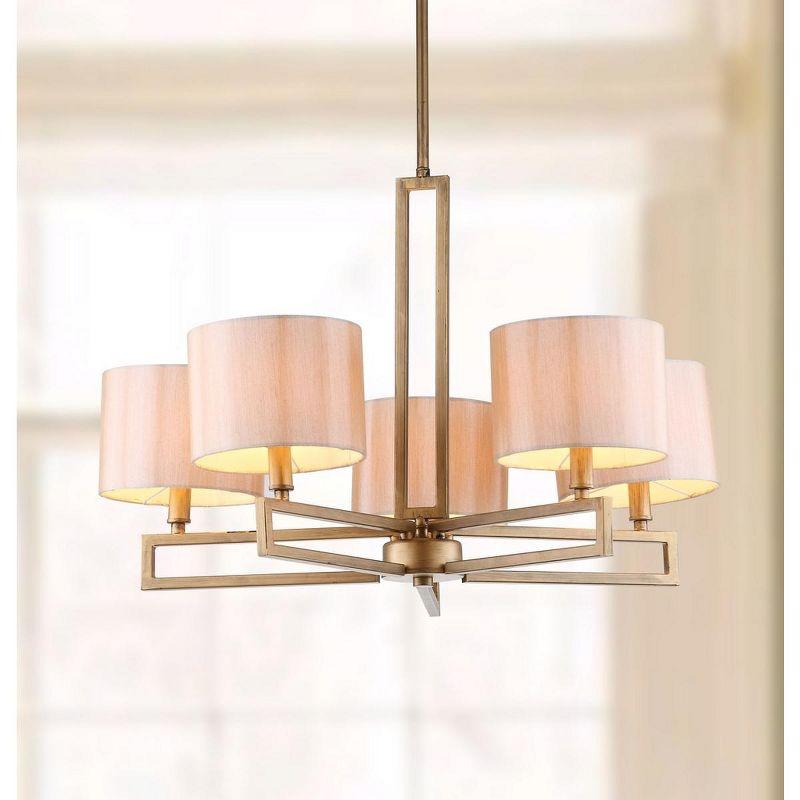 Contemporary 53.5'' Antique Gold Steel Drum Chandelier with Cream Shades