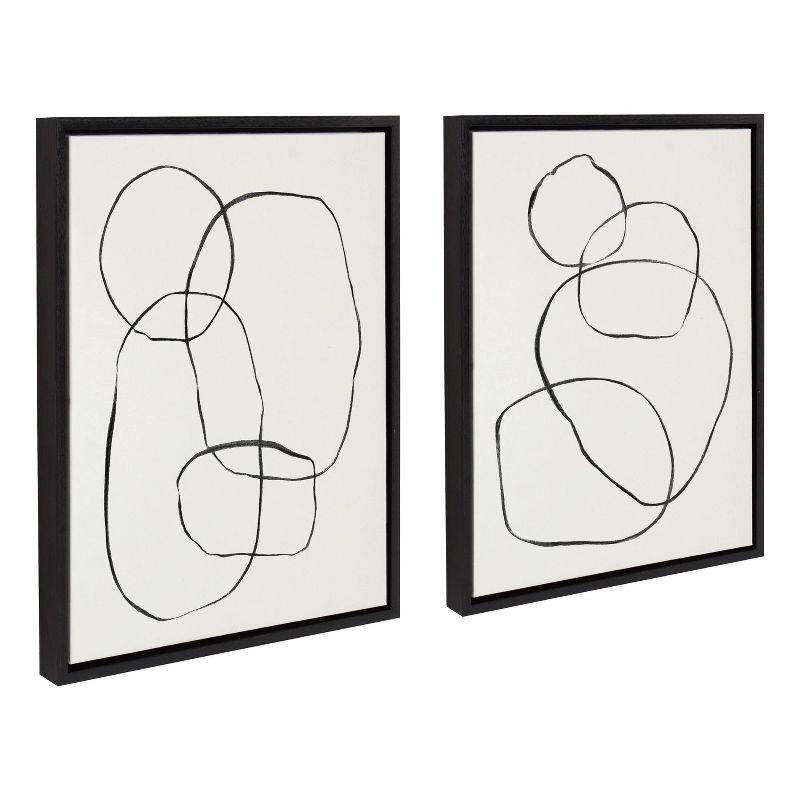 18" x 24" (Set of 2) Sylvie Modern Circles and Going in Circles by Framed Wall Canvas Set Black - Kate & Laurel All Things Decor