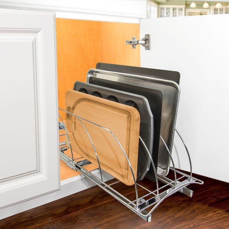 Lynk Professional Slide Out Cutting Board, Bakeware, and Tray Organizer - Pull Out Kitchen Cabinet Rack - 10" x 21": Kitchen Storage