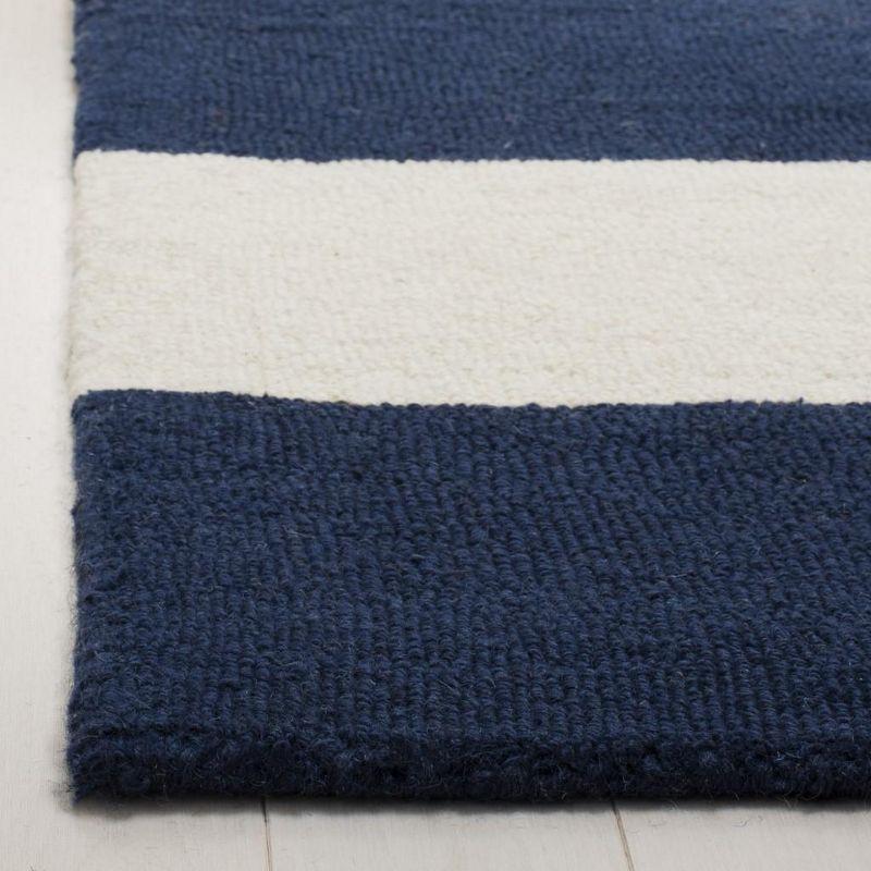 Handmade Ivory Stripe Wool Kids' Playroom Rug - 59" Square