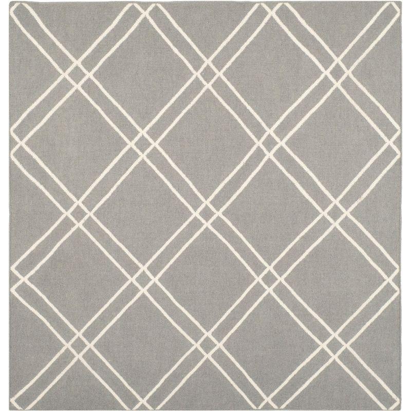 Dhurries DHU638 Hand Woven Area Rug - Grey/Ivory - 6'x6' - Safavieh.