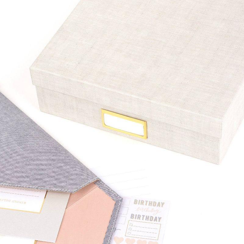 Sugar Paper Essentials Paper File Box Flax: File Organizer & Storage Bin, Beige Paperboard, 13.625" x 10.125" x 3.375"