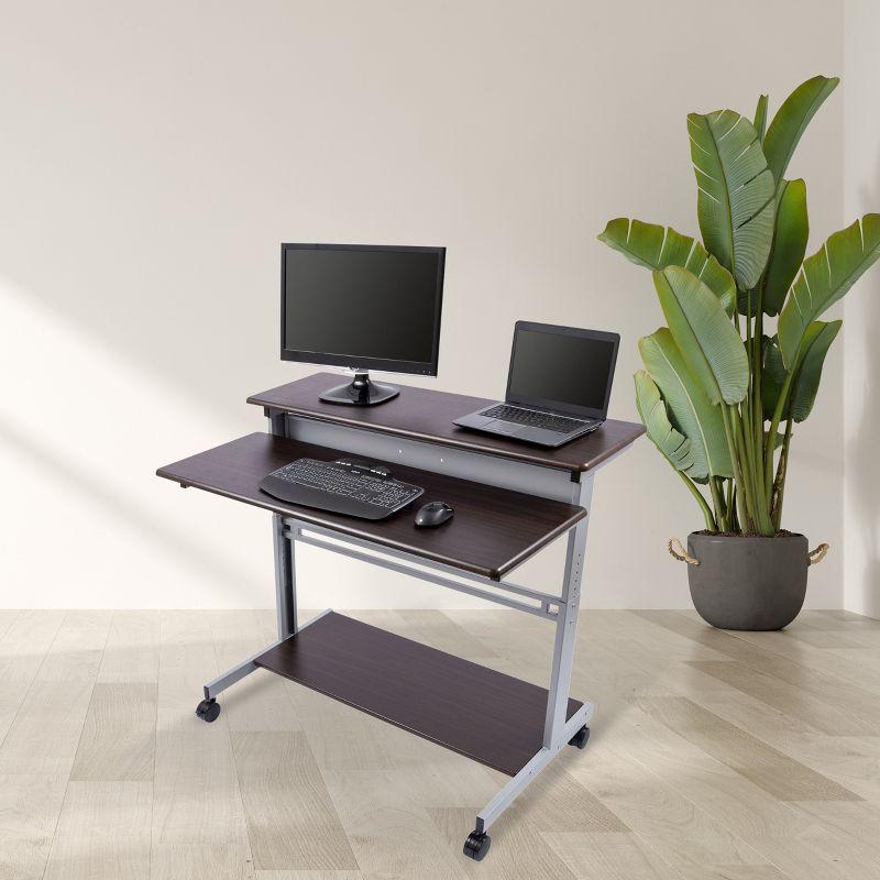 Dark Walnut Adjustable Height Standing Desk with Steel Frame