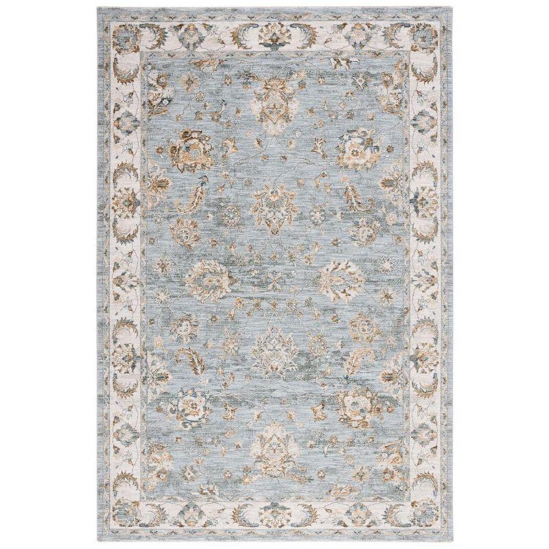 Elegance Blue and Gold Persian-Inspired Wool Blend Area Rug