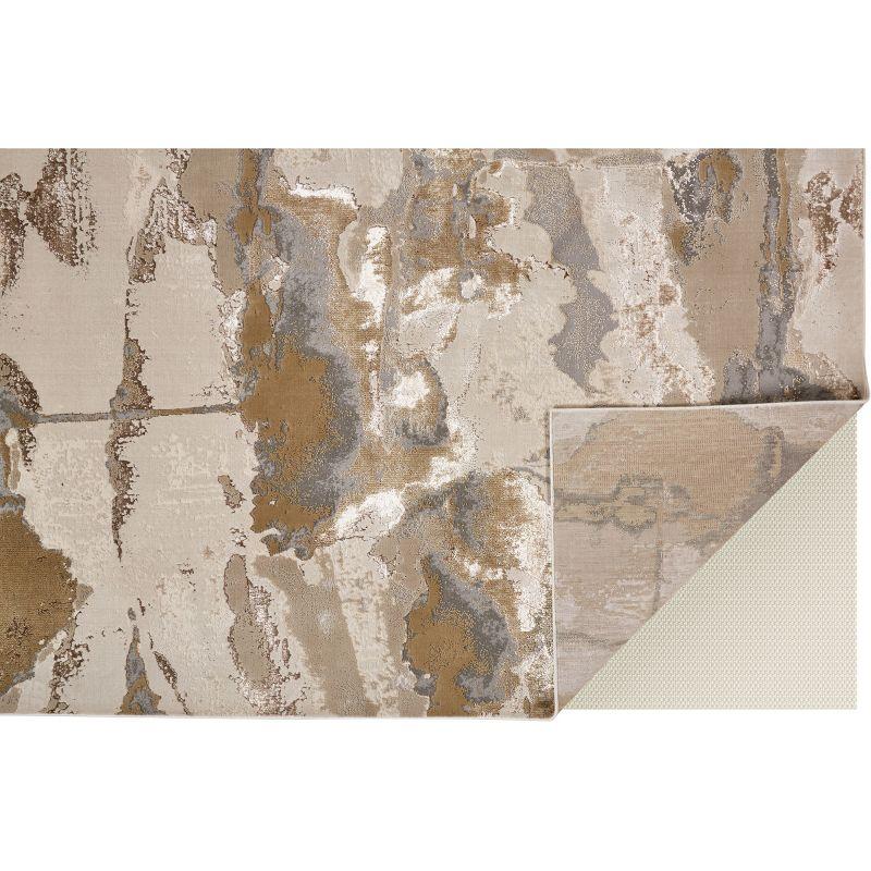 Aura Modern Watercolor Gray/Ivory/Gold Area Rug