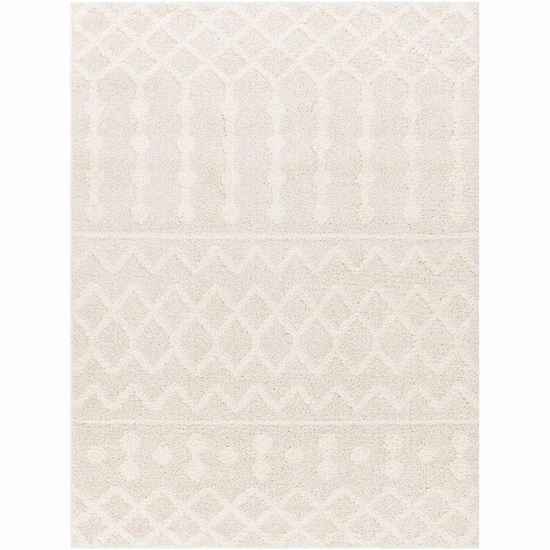 Daris Cream Geometric Polyester Area Rug 5'3" x 7'