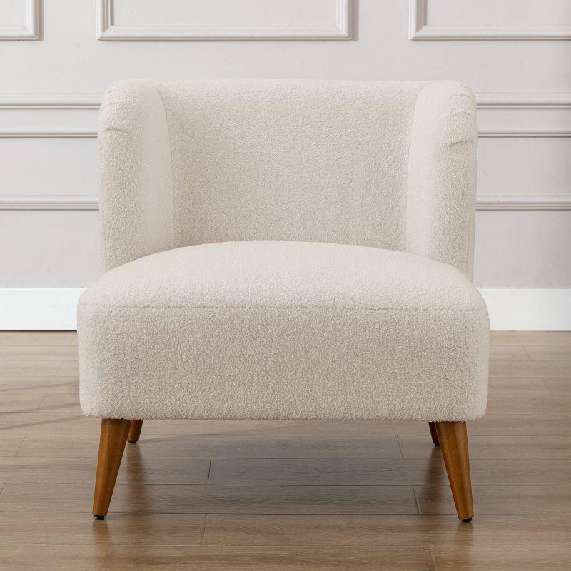Comfort Pointe Vesper Boucle Accent Chair Milky White: Armless, Wingback, Wood Legs, Foam Cushion