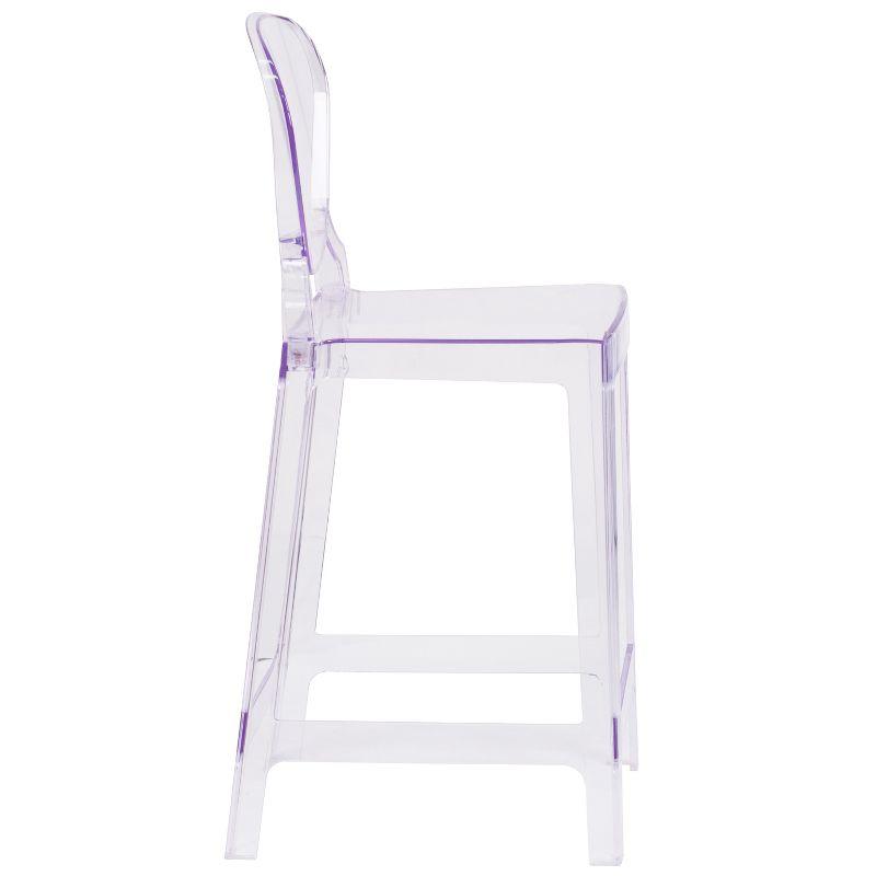 Emma and Oliver Ghost Counter Stool with Tear Back in Transparent Crystal