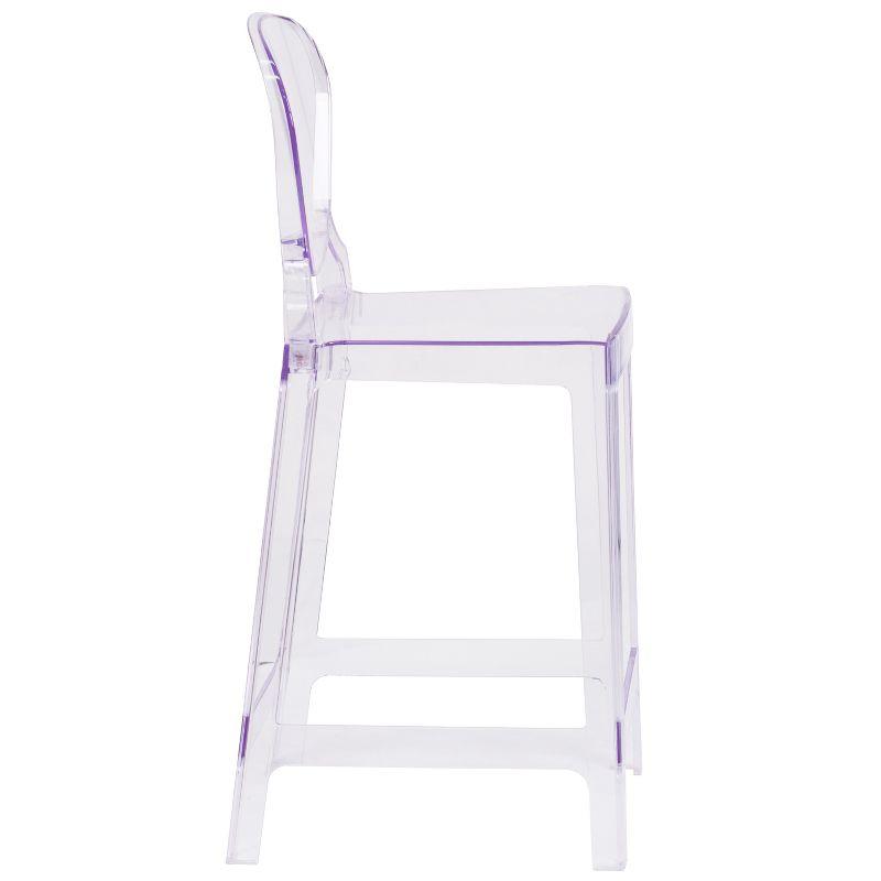 Flash Furniture Ghost Counter Stool with Tear Back in Transparent Crystal