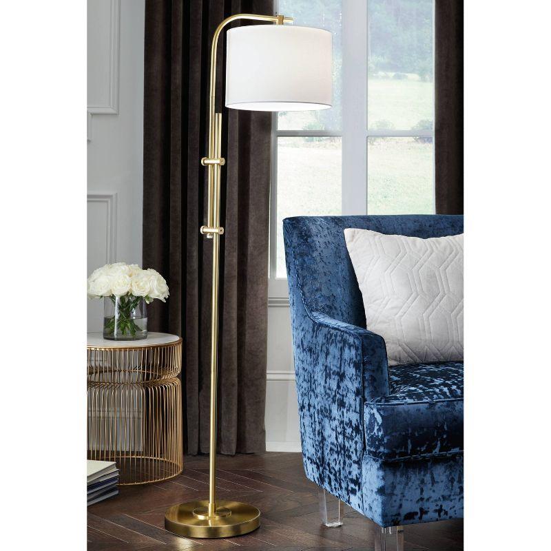 Baronvale Adjustable 60" Brass Finish Floor Lamp with White Shade