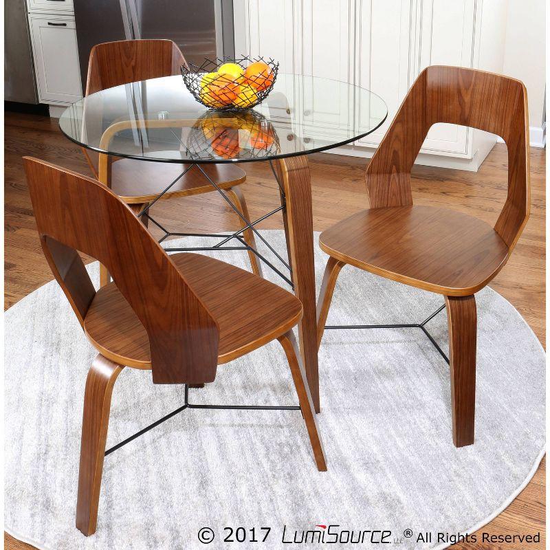 34" Trilogy Round Dining Table Walnut/Clear Glass - LumiSource: Mid-Century Modern Style, Seats 4