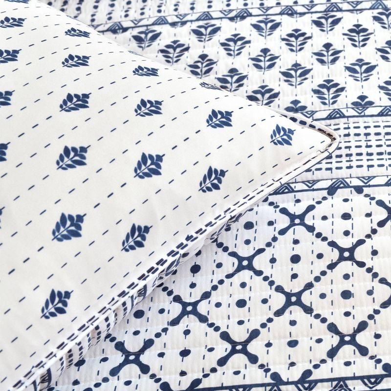Full/Queen 3pc Monique Stripe Quilt Set  Navy/White - Lush Décor