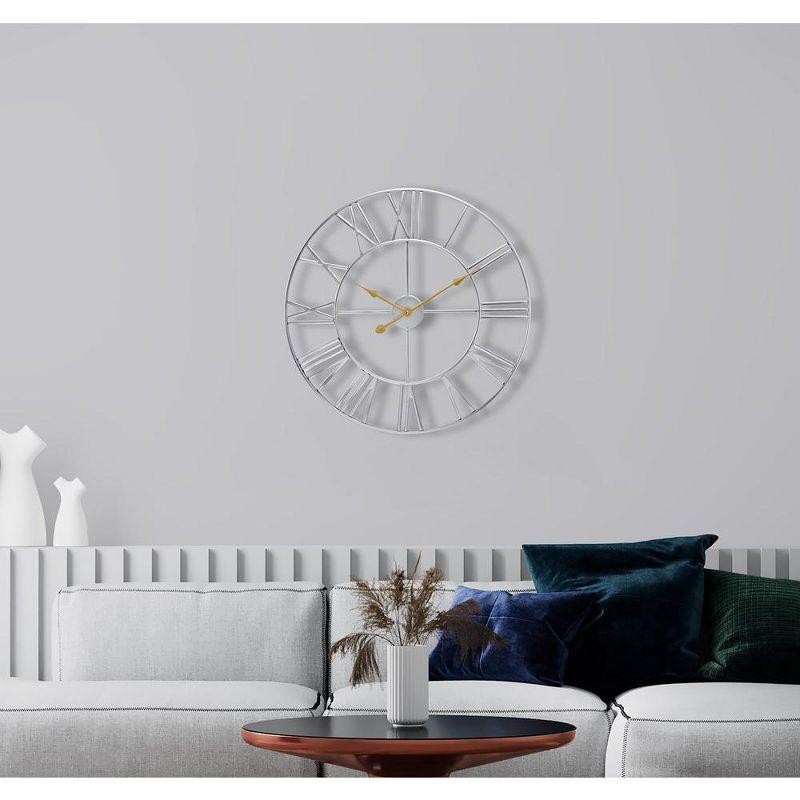 Sorbus Large Wall Clock for Living Room Decor - Roman Numeral Wall Clock for Kitchen - 16 inch Wall Clock Decorative (Silver)