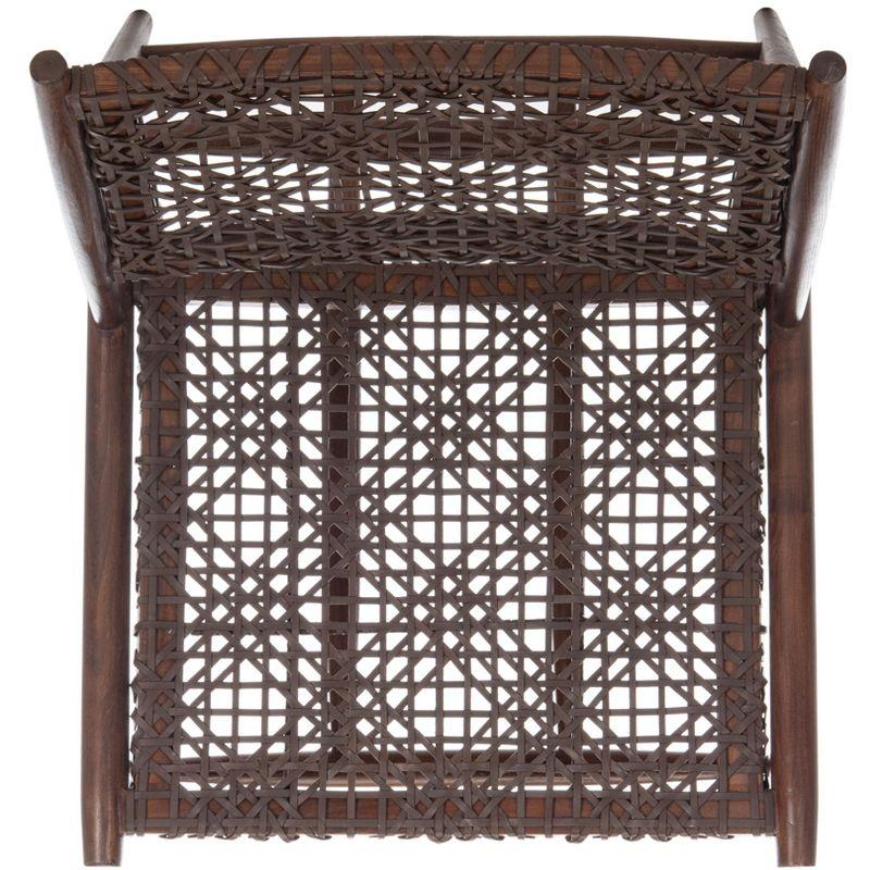 Transitional Brown Leather Weave Accent Chair with Sungkai Wood