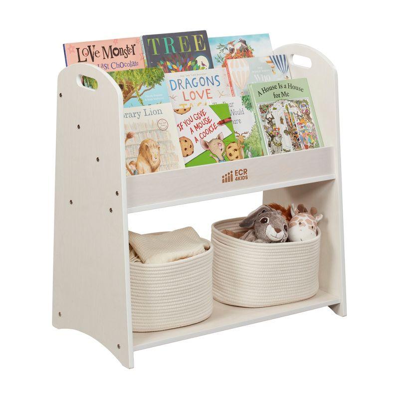 ECR4Kids 3-Shelf Floor Book Display with Handles and Storage, 30in