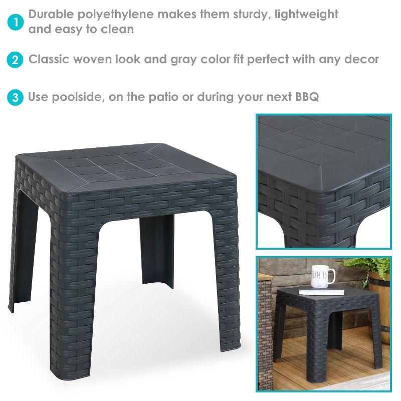 Sunnydaze 18" Square Polypropylene Outdoor Patio Side Table - Gray