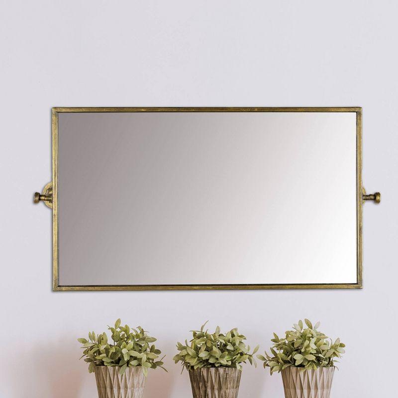 26.5" Metal Swivel Wall Mirror Brass - Storied Home: Large, Rectangular, No Assembly Required