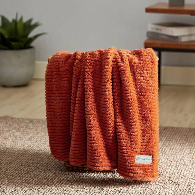 Eddie Bauer Eddie Bauer Ribbed Textured Stripe Solid Plush Throw Blanket