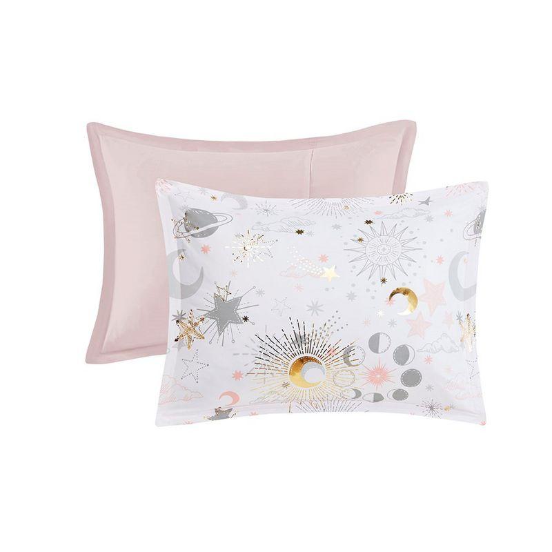 Dervan Celestial Dreams Starry Sky Metallic Comforter Set with Enchanting Throw Pillow