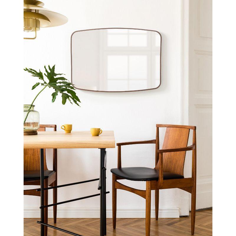 Kate and Laurel Zayda Metal Square Barrel Mirror, 20x28, Walnut Brown