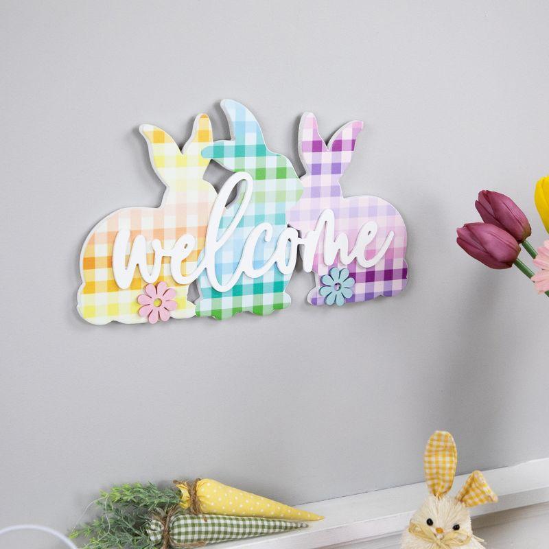 Northlight Gingham Bunnies Welcome Easter Wall Sign - 13.75"