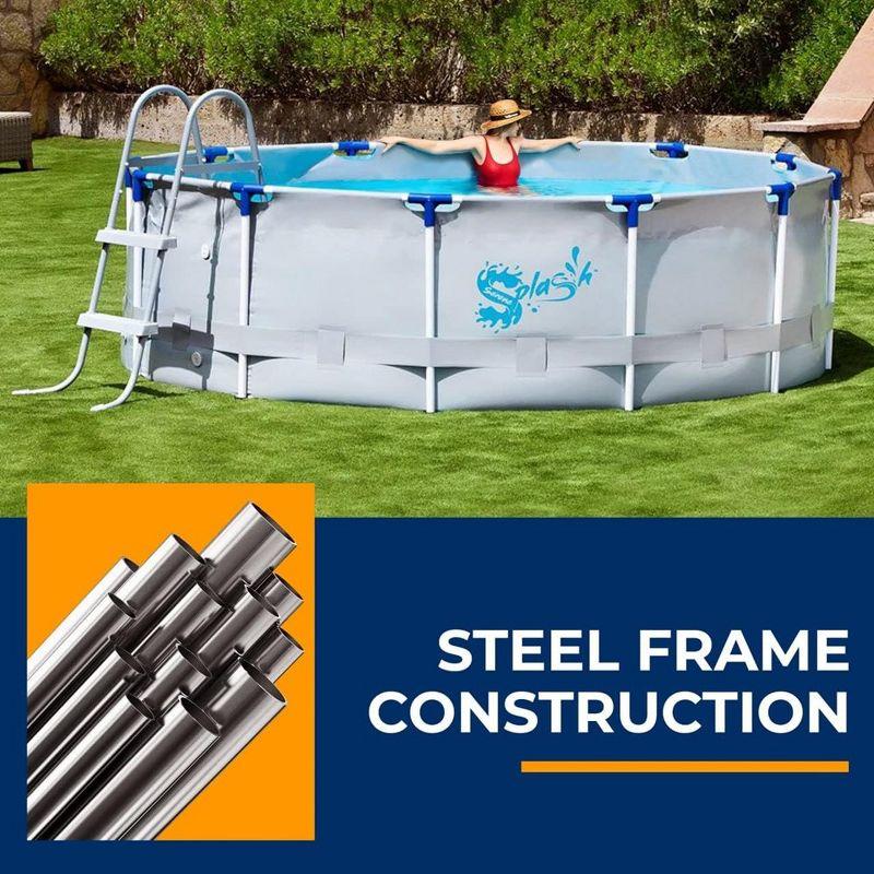 SereneLife 18' Round Metal Frame Pool Set with Ladder, Filter, and Pool Cover