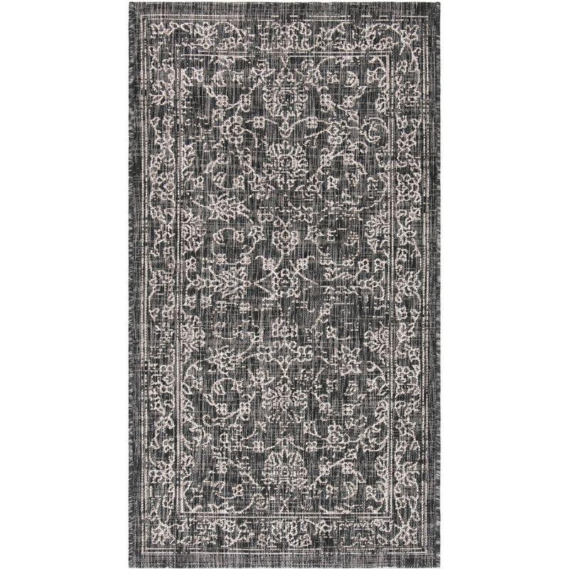 Aqua and Grey Rectangular Non-slip Synthetic Rug, 31" x 4"