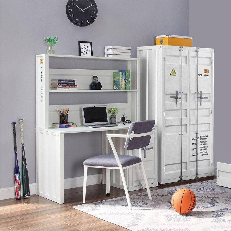 White Wood Writing Desk with Hutch and Drawer