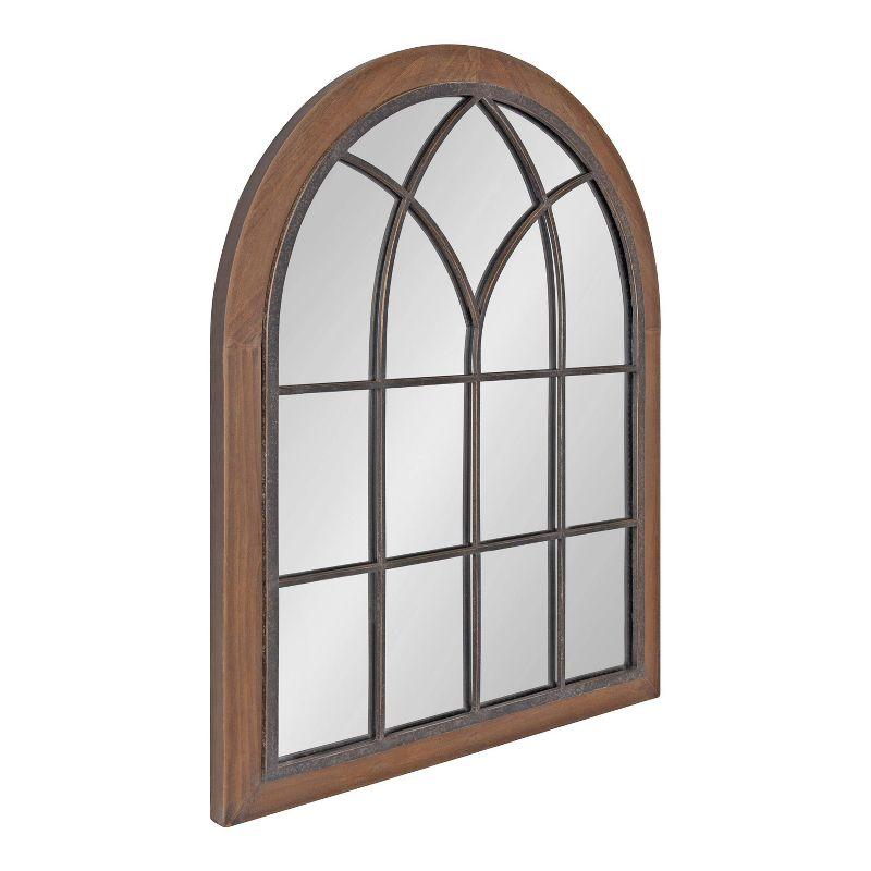 Nola 22" x 28" Rustic Brown Wood Arch Wall Mirror