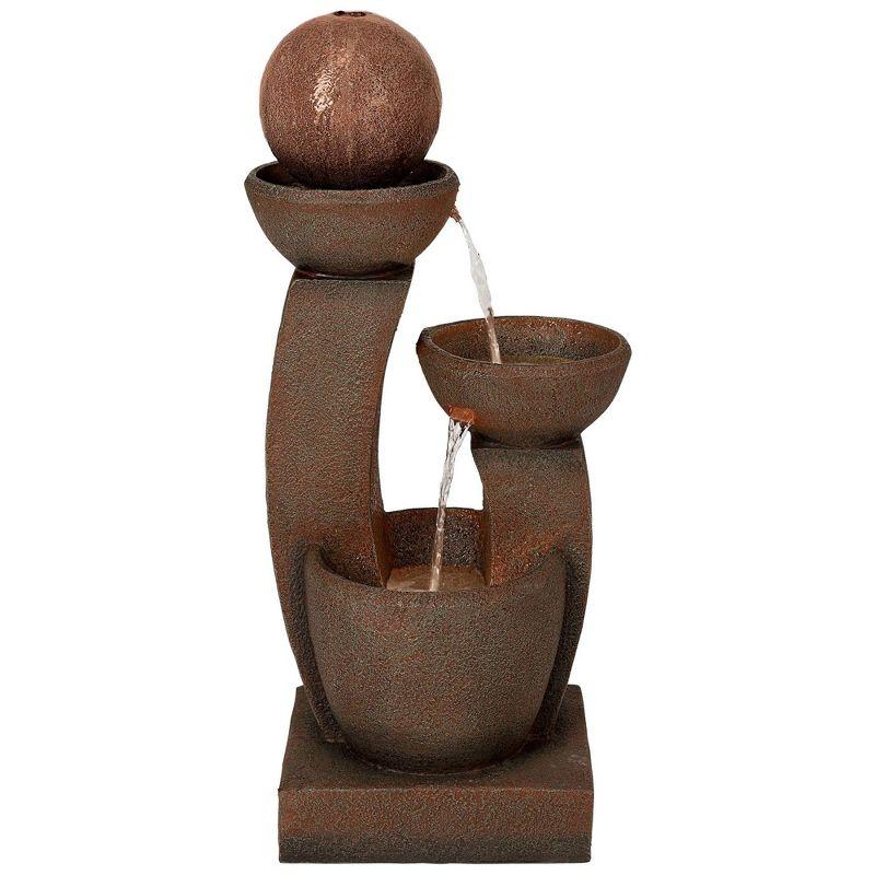Curved Columns 31" High Large Modern Zen Indoor Outdoor Decor Faux Stone Floor Fountain with Light LED Outside Garden Patio