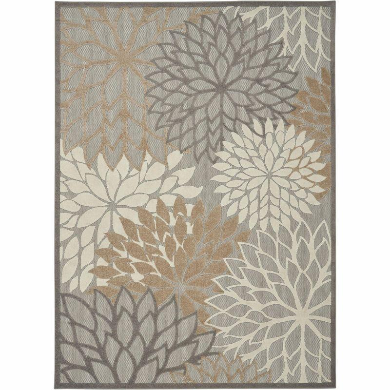 Nourison Aloha Floral Bloom Flatweave High-Low Indoor Outdoor Area Rug Natural 9'6" x 13'