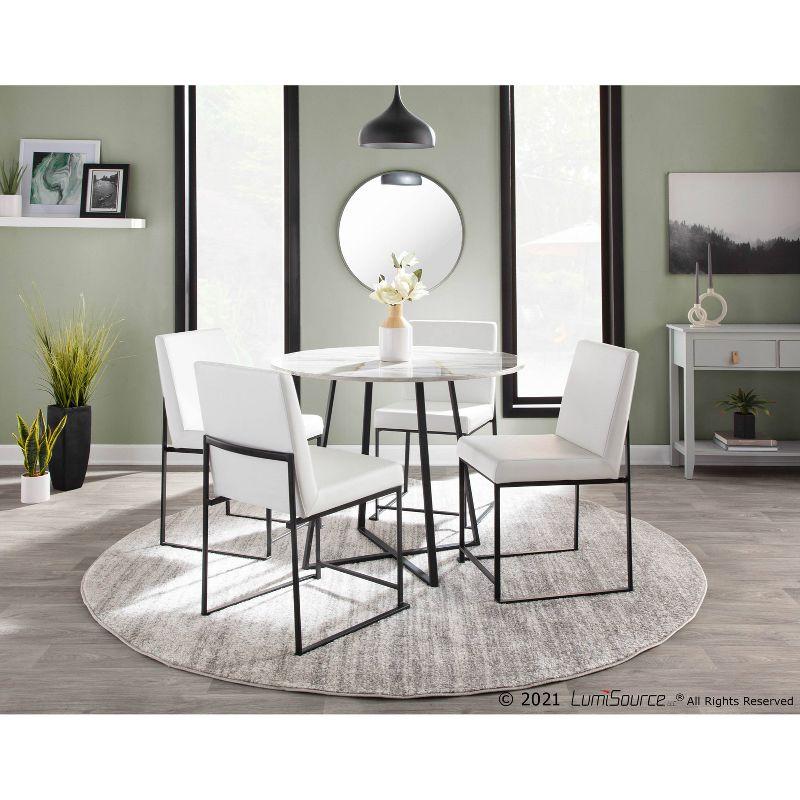 Set of 2 High Back Fuji Dining Chairs Leather/Steel Black/White - LumiSource